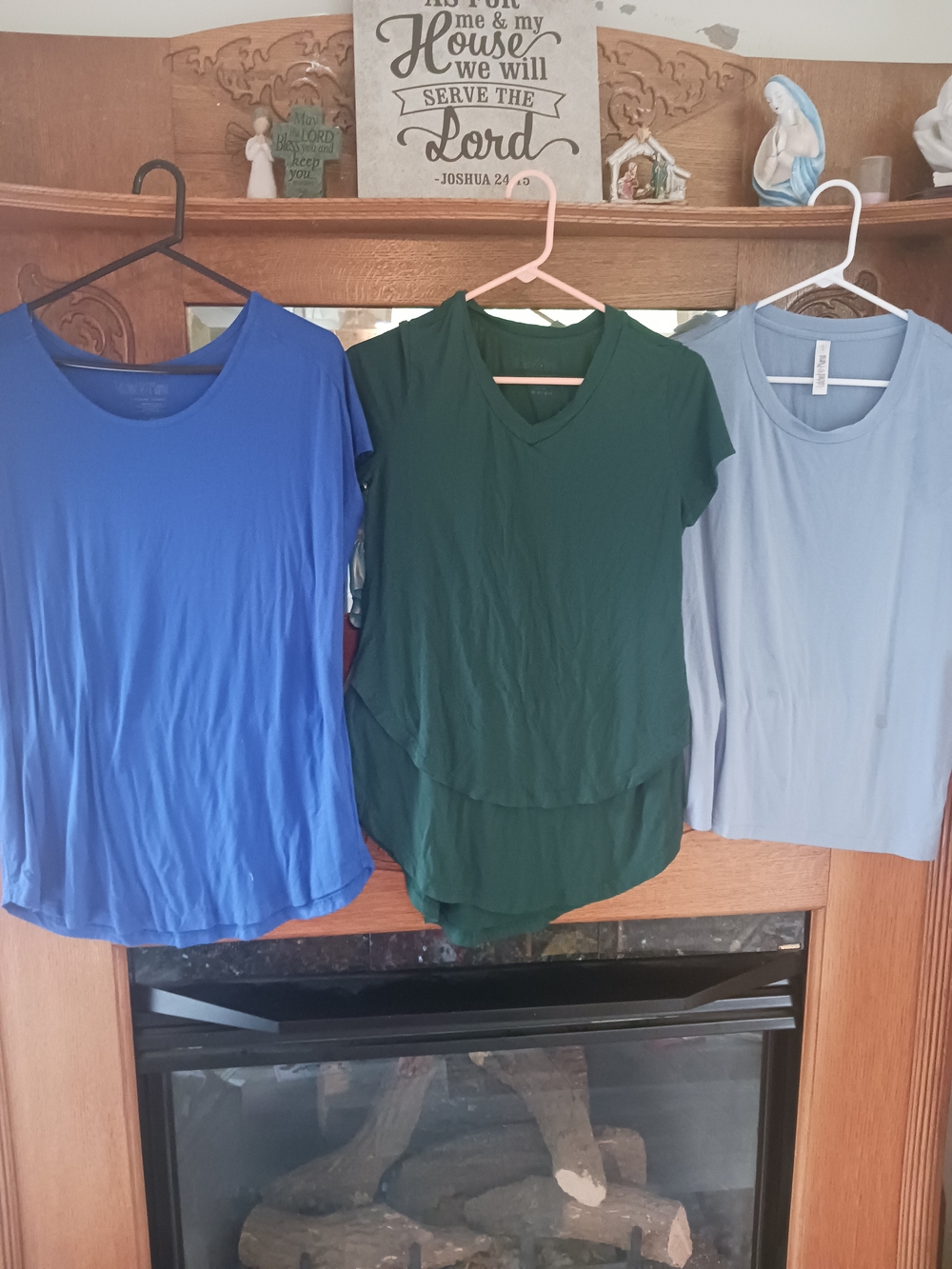 3 | Latched Mama Green & Blue V-Neck Layered Short Sleeve Tees